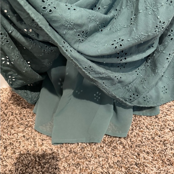 American Eagle Outfitters Teal Eyelet Dress - Picture 2 of 5